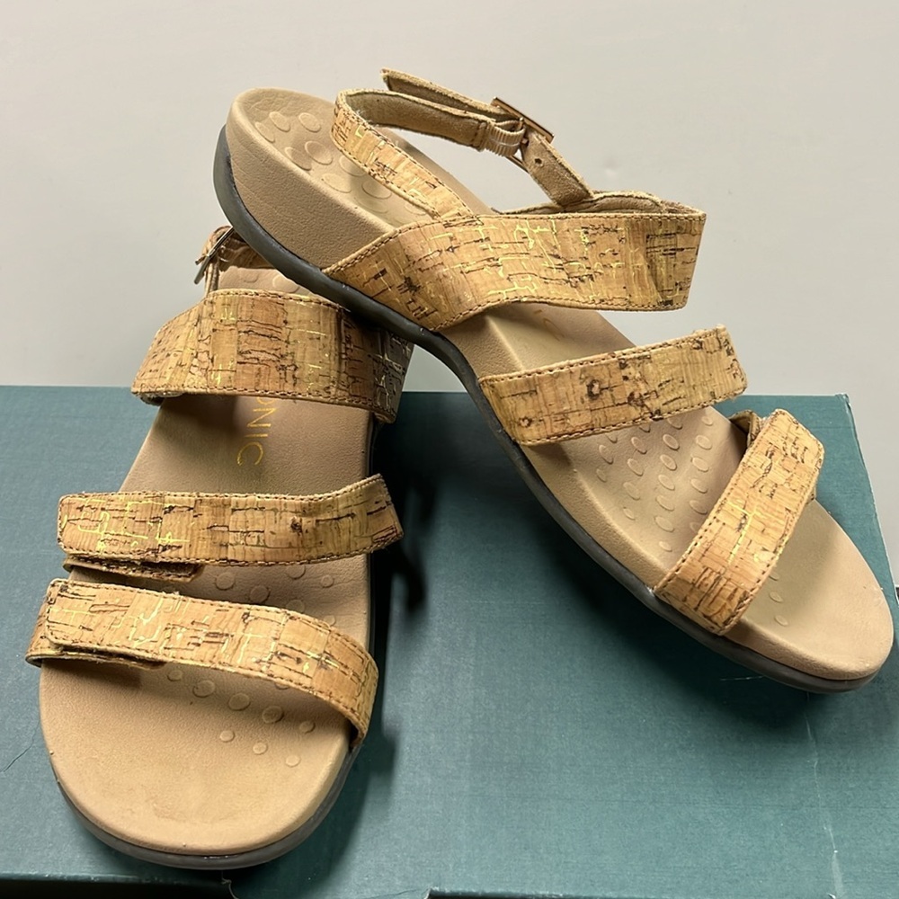 VIONIC Teagan Beach Summer "Cork" Hook/Loop 2 Strap Buckle Slingback Sandal SZ 7 - Picture 13 of 13